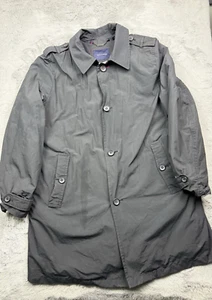 Tommy Hilfiger Jacket Mens Extra Large Black Trench Coat Removable Liner Plaid - Picture 1 of 9