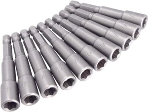 Magnetic Nut Driver Set, 10 Pcs Hex Socket Nut Setter, 1/4" Shank - Picture 1 of 5
