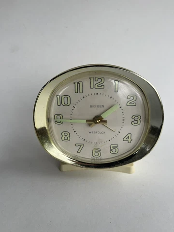 WESTCLOX Big Ben Wind Up Alarm Clock Beige Dial Chrome Vintage Analog Luminous Cover