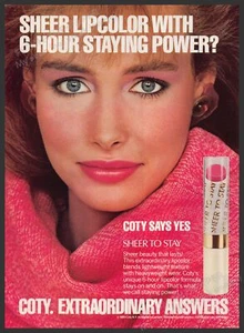 Coty 1980s Magazine Print Advertisement 1984 Sheer to Stay Lips Face Power - Picture 1 of 1