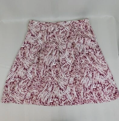 Falda Merona Abstracta Estampada 100% Seda Línea A - 14, Granate y Crema #5615 Foto 1 de 4