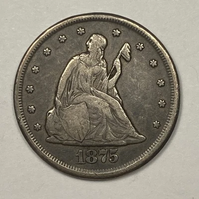 1875-CC Seated Liberty Twenty Cent .20. Nice Very Fine. - Image 1 of 3