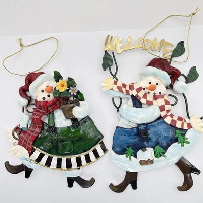 Metal Snowman Wall Hanging Welcome Sign Christmas Winter Holiday Decor Set 2 - Image 1 of 4