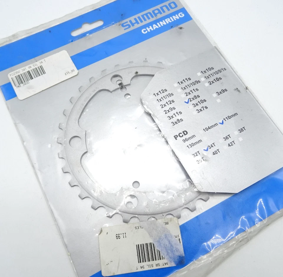 Plato interior para bicicleta de carretera Shimano FC-2350 34T 8 velocidades plateado NOS SH-616-R8 Foto 1 de 4