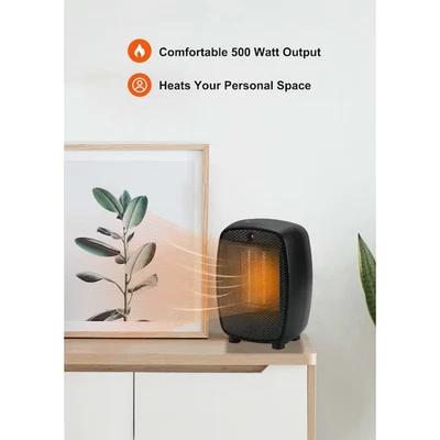 Utilitech 500 -Watt Ceramic Compact personal Indoor Electric Space Heater - Image 1 of 4