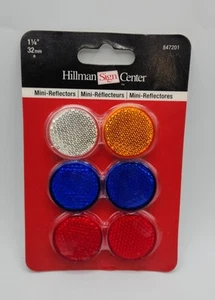 Hillman Self Adhesive Mini reflectors. 1.25" Diameter (1) package of six. NEW - Picture 1 of 2