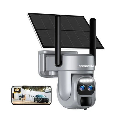 Cámaras de Seguridad Solar 4K/8MP Inalámbricas Exterior, Doble Lente 360°PTZ Cámara Solar... Foto 1 de 4