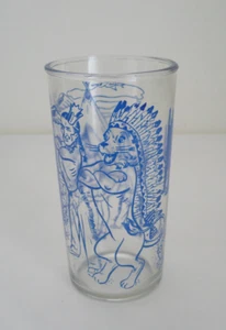 Vintage Drinking Glass w/Totem Pole, Teepee, Indian, Girl w/Camera, Bunny Rabbit - Picture 1 of 18