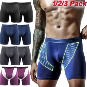 2 in1 Anti Chafing Mens Boxer Shorts Trunks Briefs Underpants Underwear Sports - Picture 1 of 37