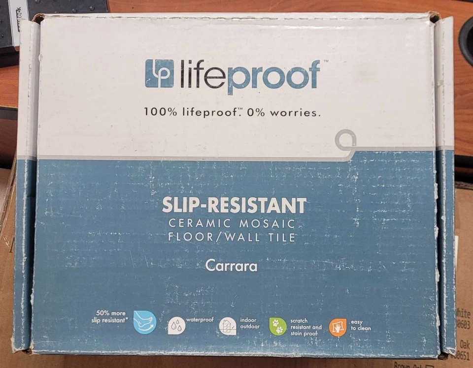 Lifeproof Carrara Case of 12 Ceramic Hexagon Mosaic Floor Wall Tile 10" x 12" - Image 1 of 2