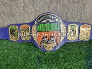 ULTIMATE WARRIOR WRESTLING CHAMPIONSHIP BELT PURPLE LEATHER 24K GOLD 6mm ZINC - Picture 1 of 9