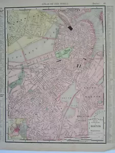 1895 Dated BOSTON, MA City or RHODE ISLAND Map Art Print Decor. PROVIDENCE RI. - Picture 1 of 17