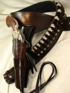 Western Pistolenholster Gürtel Leder Revolver Pistole verziert .22, .35/357 .44/45 Cal - Bild 1 von 4