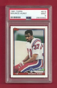 1991 TOPPS #619 MAURICE HURST PSA 9 MINT POP 1 NEW ENGLAND PATRIOTS - Picture 1 of 1