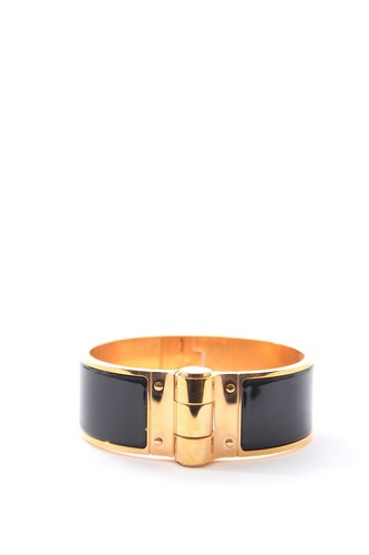 HERMÈS Hermes Charniere L Bracciale Smalto Cernierato Nero Oro