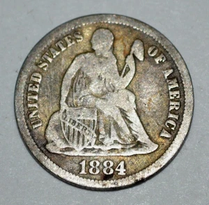 LIBERTY SEATED 10 CENT COINS (2 COINS) -- 1882 AND 1884 - Picture 1 of 8