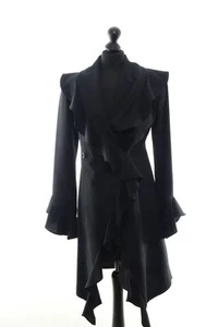 Cottonade Paris Women Short Coat Size 2 Black Mid-Length Double-Breasted + Wool - Picture 1 of 5