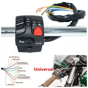 7/8" Motorcycle Handlebar Switch Assembly Headlight Fog Light Push Button Switch - Foto 1 di 11