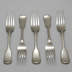 OLD ENGLISH FIDDLE Design John Round Silver Service Cutlery Five Table Forks - Picture 1 of 3