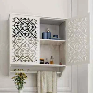 Armadietto da Parete Mobile Bagno Pensile Portaoggetti Cucina Ripiano Regolabile - Foto 1 di 3