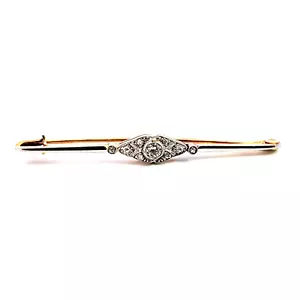 "Spilla barra diamantata antica miniera oro 18k edoardiano taglio rosa 2,0"" - Foto 1 di 9