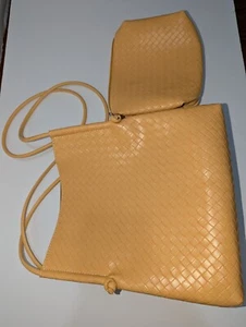 Yellow Woven Tote With Matching Clutch - Picture 1 of 8