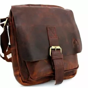 Bolso de Cuero Natural Genuino Bolso Mensajero Hombre Mujeres Retro Marrón Clásico - Imagen 1 de 9