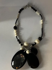 Gorgeous MIMCO Asymmetrical Choker Necklace Black,Pearl & Silver Finish BNWOT - Picture 1 of 7