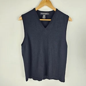 Trent Nathan Vest Mens M Black Merino Wool Sleeveless V Neck Pullover Casual - Picture 1 of 6
