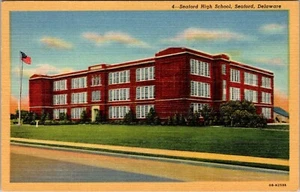Seaford High School DE Postcard Vintage Linen 1940s Genuine Curteich Chicago - Picture 1 of 2