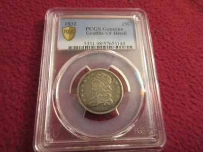 1832 Capped Bust Silver Quarter 25C PCGS VF Details - Image 1 of 4