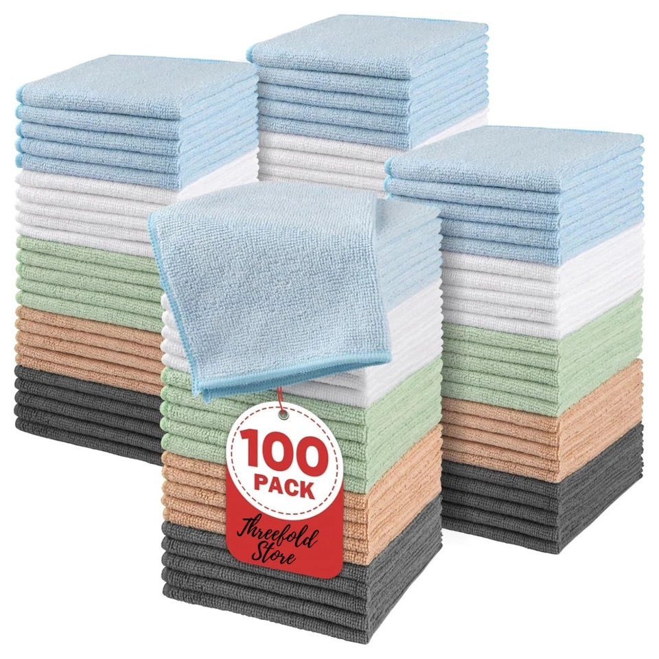THREEFOLD STORE 100x Face Cloth Towels 100% Egyptian Cotton Wash Cloths Flannels Towels 500GSM
