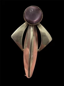 MCM Carl Ove Fryersberg Amethyst Cabochon Sterlingsilber Abstrakt Brosche COF - Bild 1 von 10