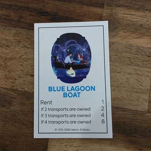 Monopoly Disney The Little Mermaid Edition BLUE LAGOON BOAT card only - Picture 1 of 2