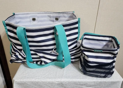 Bolso utilitario organizador Thirty-One Gifts Navy Waves y poco llevar todo carrito Foto 1 de 4