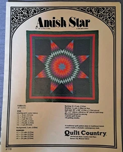 Amish Star Quilt Quilting Sewing Pattern 96" X 96" Square Blanket Wall Hanging  - Picture 1 of 2