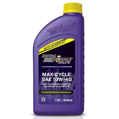 Royal Purple Max-Cycle SAE 10W-40 Synthetic Motor Oil 1 Quart Bottle Single - Изображение 1 из 3