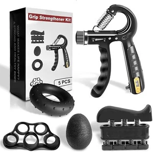 Grip Strength Trainer Kit (5 Pack), Adjustable Resistance Hand Grip Strengthener - Picture 1 of 7