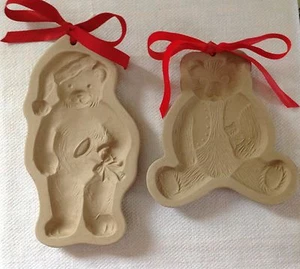 Lot of 2 BEARS BROWN BAG COOKIE ART STONEWARE BEAR MOLDS  - Picture 1 of 2
