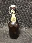 Old Vintage Grolsch Amber Brown Beer Bottle w Porcelain Swing Top Lid Barware