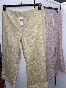 2 Pairs of Sigrid Olsen Pants Womens 14 Yellow Pink 100%Cotton Lightweight Crop - Picture 1 of 8