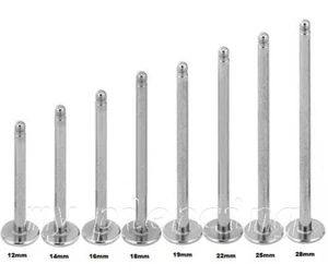 1 STCK. 18G 16G 14G Chirurgenstahl Gewinde extra langer Labret Wange Piercingpfosten - Bild 1 von 2