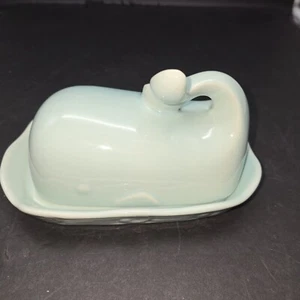 Double Stick Whale Butter Dish With Lid Light Blue 7.5" x 4" - Picture 1 of 10
