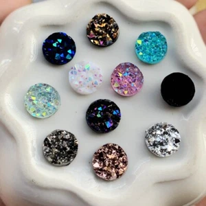 100PCS 8mm Mineral Surface Resin Rhinestone Flatback Glitters AB Cabochon Stone - Picture 1 of 24
