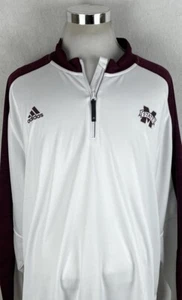 Mississippi State 1/4 Zip Pullover Adidas Long Sleeve Shirt Climalite 5XL - Picture 1 of 6