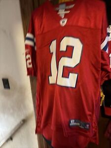 VTG NFL Reebok New England Patriots Tom Brady Jersey Red Throwback Mens Large
