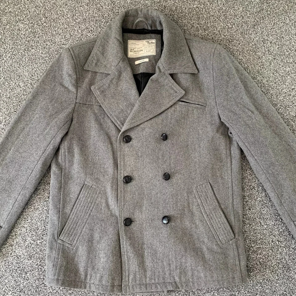 GIACCONE TRENCH LANA BURTON GRIGIO -L- PEACOAT JACKET WOOL DOUBLE BREASTED GREY - Imagen 1 de 4