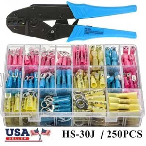 250X Heat Shrink Wire Connector Crimp Ring Butt Spade Waterproof Terminal HS-30J - Picture 1 of 10