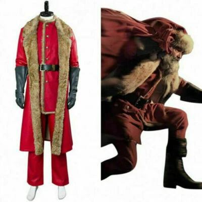 Santa Claus Cosplay Costume The Christmas Outfit Red Coat Hat Full Set - Image 1 of 4