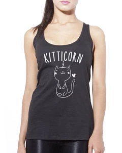 KittiCorn - Lindo Unicornio Gato Mujer Chaleco Camiseta sin Mangas - Imagen 1 de 4